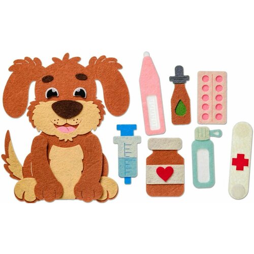Развивающий набор Smile Decor Лечим щенка сюжетно-ролевая игра из фетра для юного доктора счетный материал 400₽