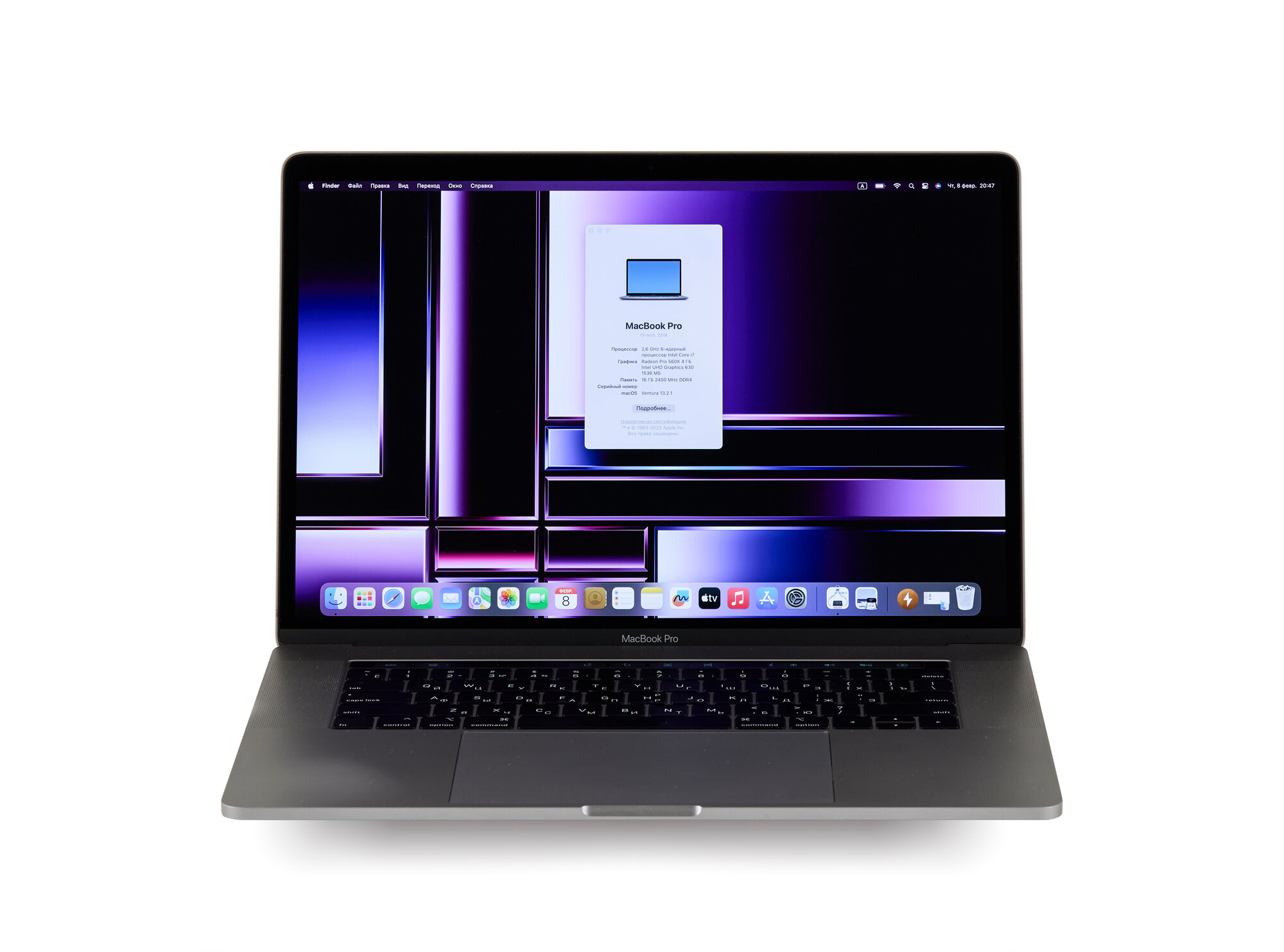 Ноутбук Apple Macbook Pro 15 Touch Bar Retina 2018 г (Производство 2018 г) Core i7 2.6Ггц 6 ядра / ОЗУ 16Гб / Объем SSD 512Gb / AMD Radeon Pro 560X 4Гб / Gray