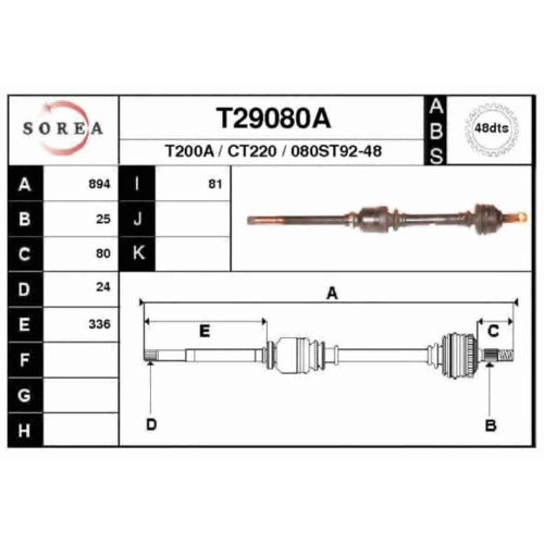 Привод правый 893mm Citroen Xantia 1 6 2 0 D TD BE3 4HP14 ABS 93 95