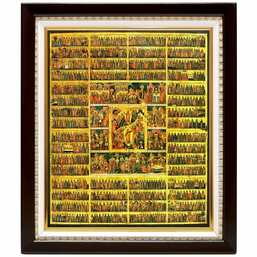 Образ всех святых (лик № 106), икона в деревянном киоте 22*25,5 см