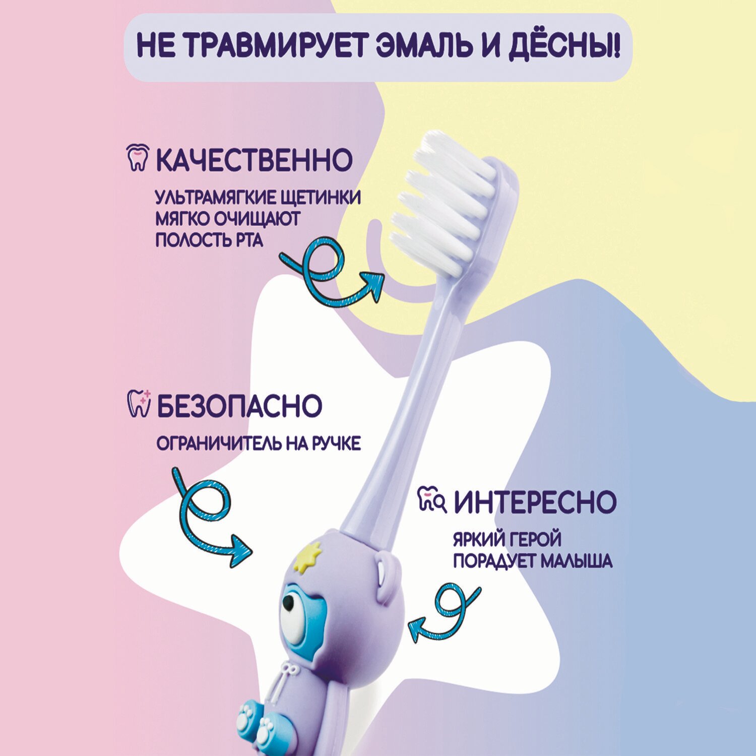 Изображение Детская зубная щётка игрушка Longa Vita от 2х лет Мишка