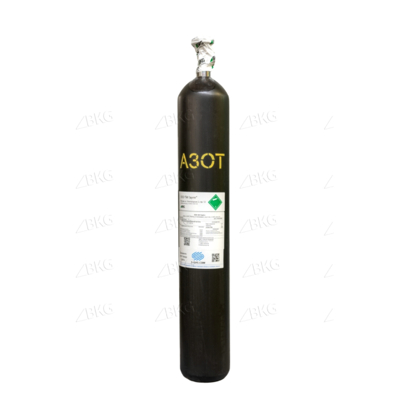 Баллон S-GAS.COM 50/200 бар УС с латунным вентилем новый азотный / черный (без газа)
