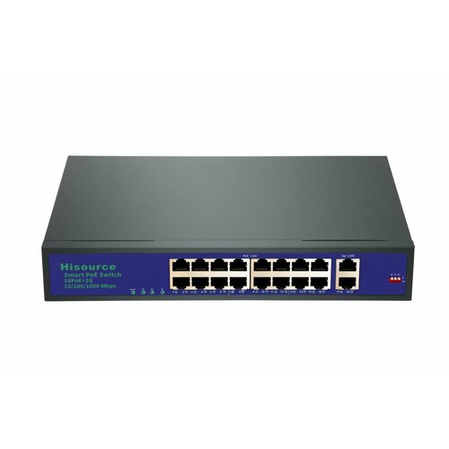 Коммутатор Hisource Hi-F1620GBL-A PoE 16PoE-портов 1Гбсек неуправляемый тёмно-серый 5927₽