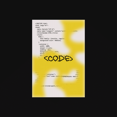 Авторская открытка «HTML code» / 10х15 см желтый