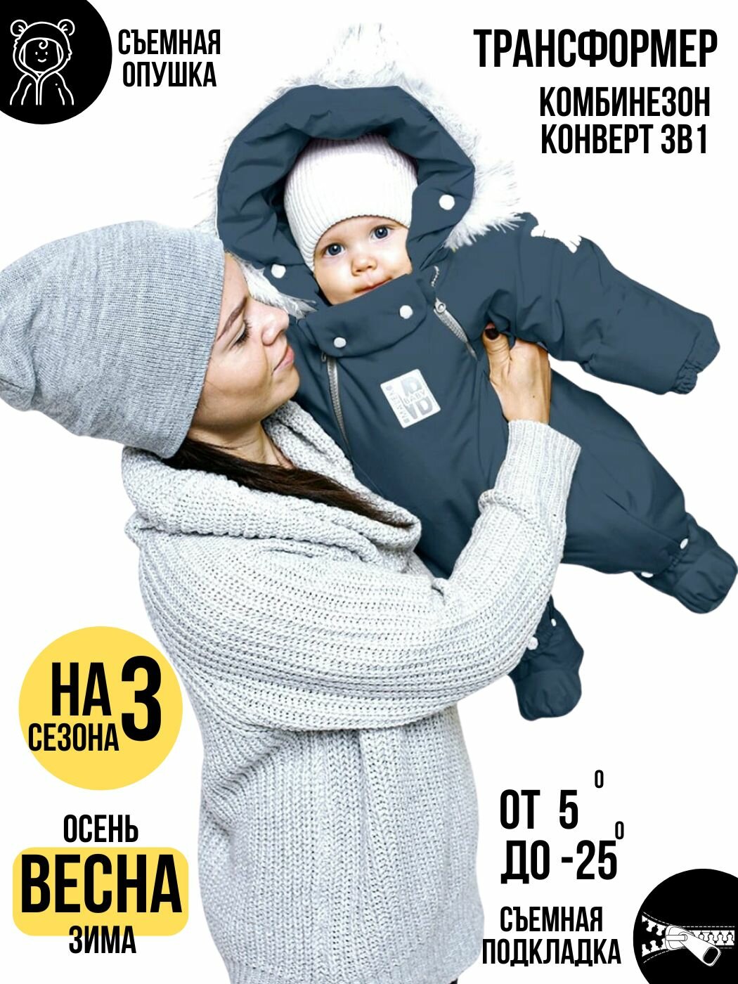 Комбинезон утеплённый MaLeK BaBy размер 74, , джинc