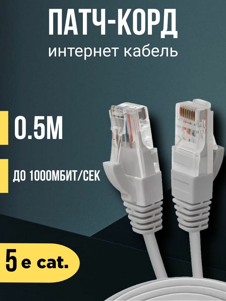 Патч-корд 0,5 метров, интернет кабель TWIST RJ-45, категория 5e