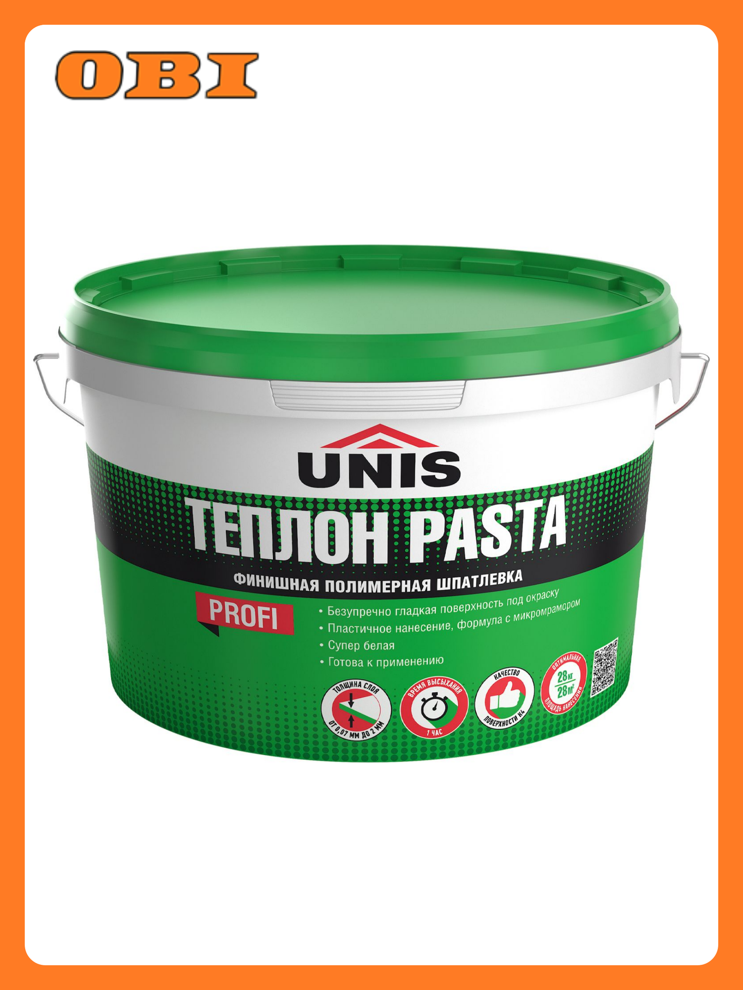 Шпатлевка UNIS Pasta теплон полимерная готовая для внутренних работ 28кг