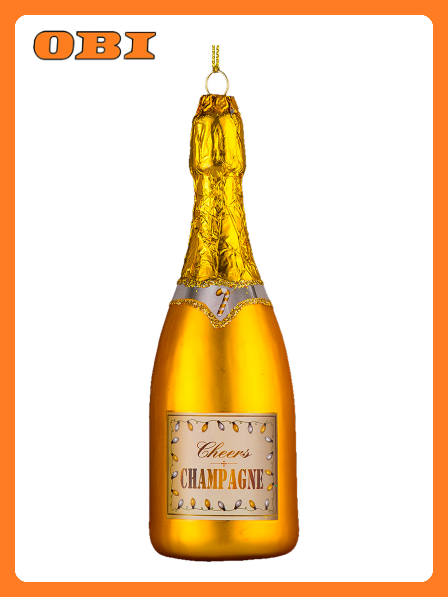 Украшение ErichKrause Decor Роскошное шампанское GOLD 15см стекло