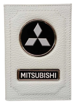 Обложка для автодокументов Mitsubishi (митсубиси) кожаная флотер