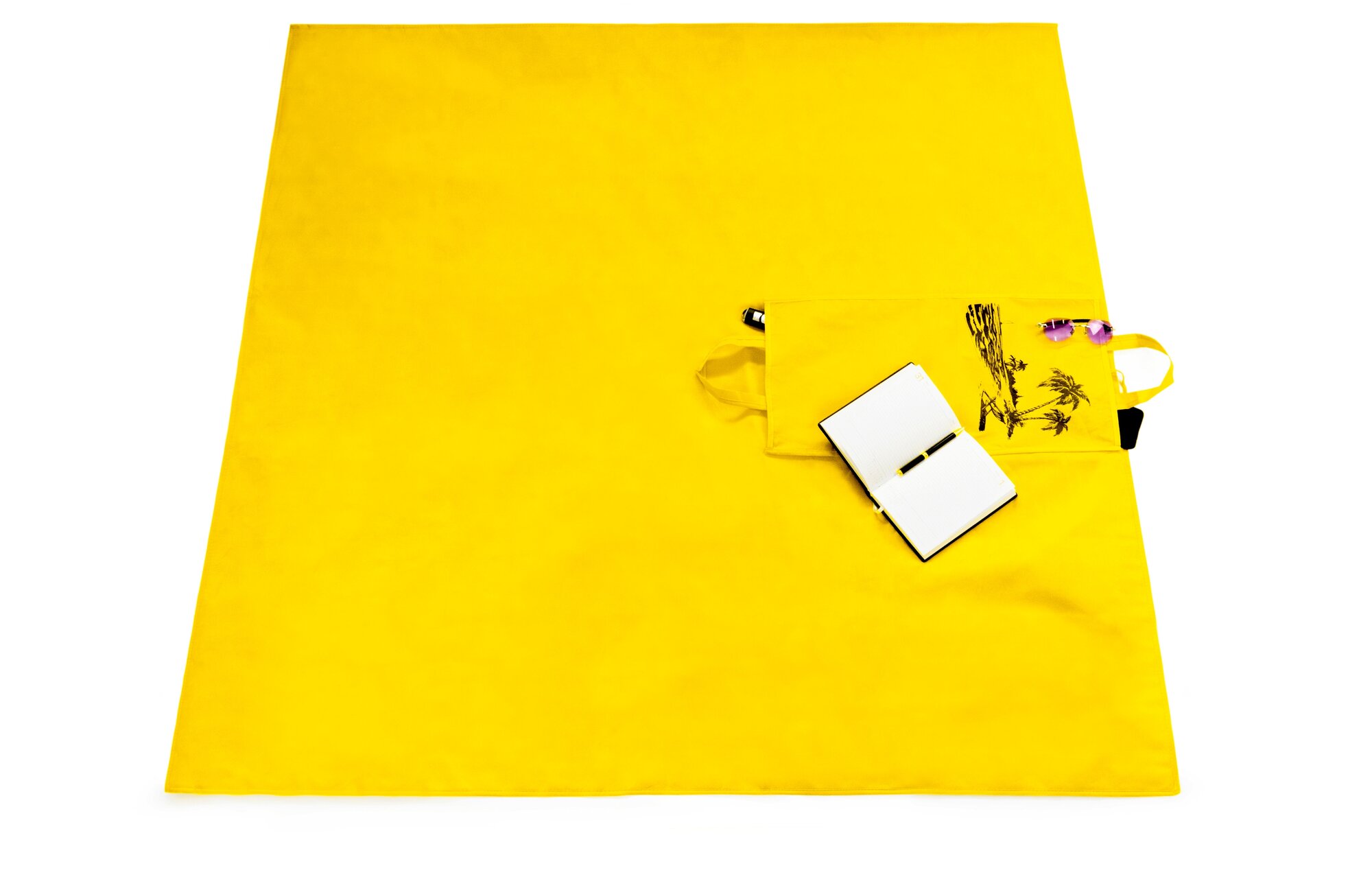 фото Пляжный коврик-сумка желтый(160х160)