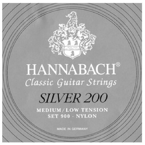 струны hannabach 900mht silver 200 900MLT SILVER 200 Комплект струн для классической гитары нейлон/посеребренные Hannabach