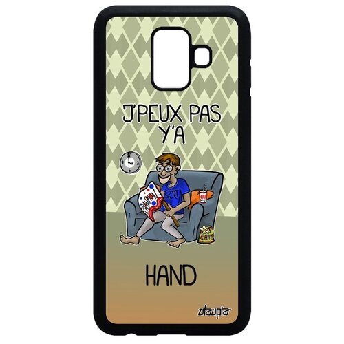 фото Противоударный чехол на смартфон // galaxy a6 2018 // "не могу - смотрю гандбол!" картинка игра, utaupia, зеленый