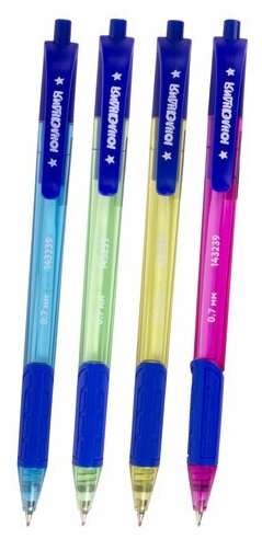 Ручка шариковая масляная автоматическая с грипом юнландия COLOR MIX, синяя, 0,7 мм, линия письма 0,35 мм, 36 шт