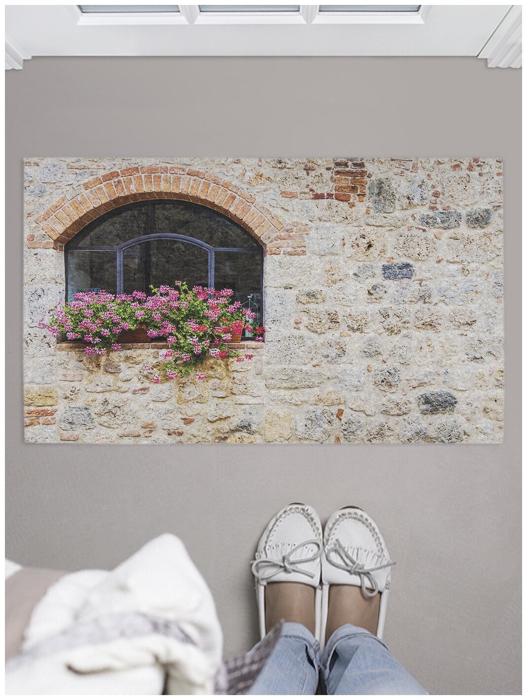 Придверный коврик в прихожую JoyArty "Любовь к растениям" для обуви, на резиновой основе, 75x45 см - фотография № 1
