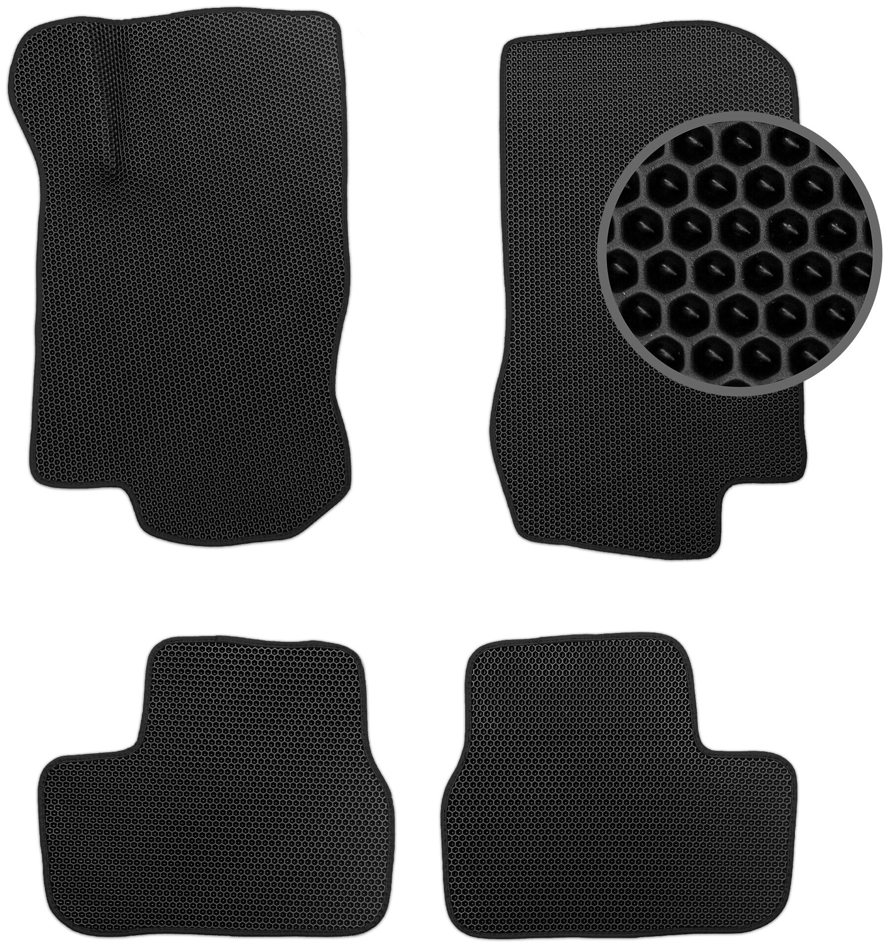EVA коврики автомобильные для Lada Granta 2011-2021, без перемычки, черные с черной окантовкой (Лада Гранта)