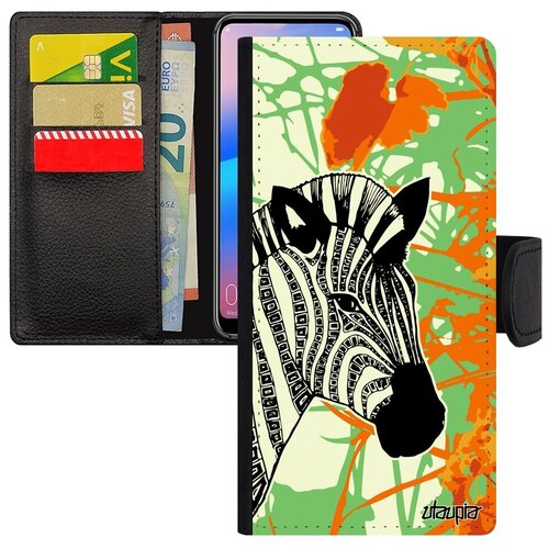 фото Дизайнерский чехол книжка на телефон // huawei p30 lite // "зебра" лошадь zebra, utaupia, цветной