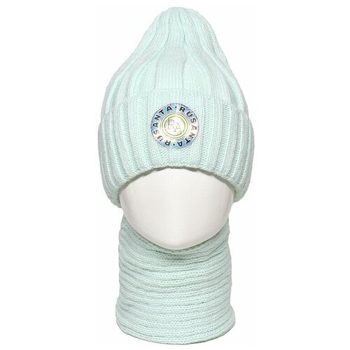 Комплект-ушанка Arabella, 2 предмета, размер 52-54, бирюзовый