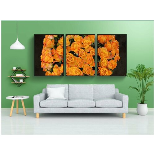 фото Набор модулных постеров для интерьера "цветок, день рождения букет, розы" 60x90 см. в тубусе, без рамки lotsprints