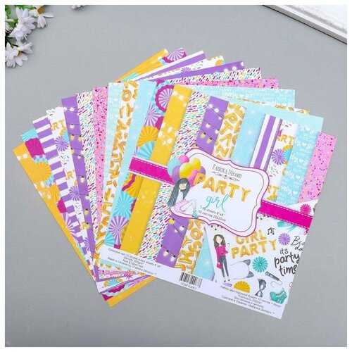 фото Набор бумаги для скрапбукинга "party girl" 10 листов, 20х20 см нет бренда