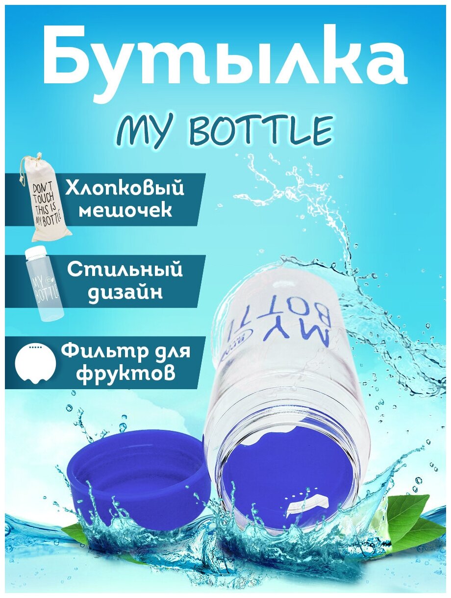 Бутылка My Bottle 500 мл. в оригинальном коллекционном дизайне с фильтром/цвет синий - фотография № 2