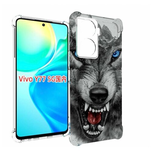 Чехол MyPads Волк-частица мужской для Vivo Y77 5G задняя-панель-накладка-бампер
