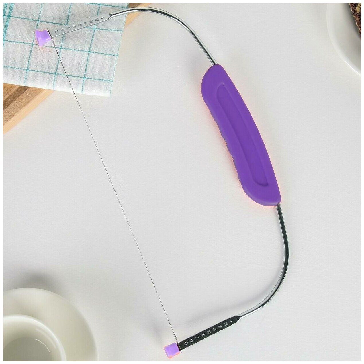 Торторезка нож-струна для резки коржей торта бисквита фиолетовый