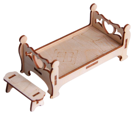 Сборная модель Лесная мастерская Кровать с лавочкой 4276122