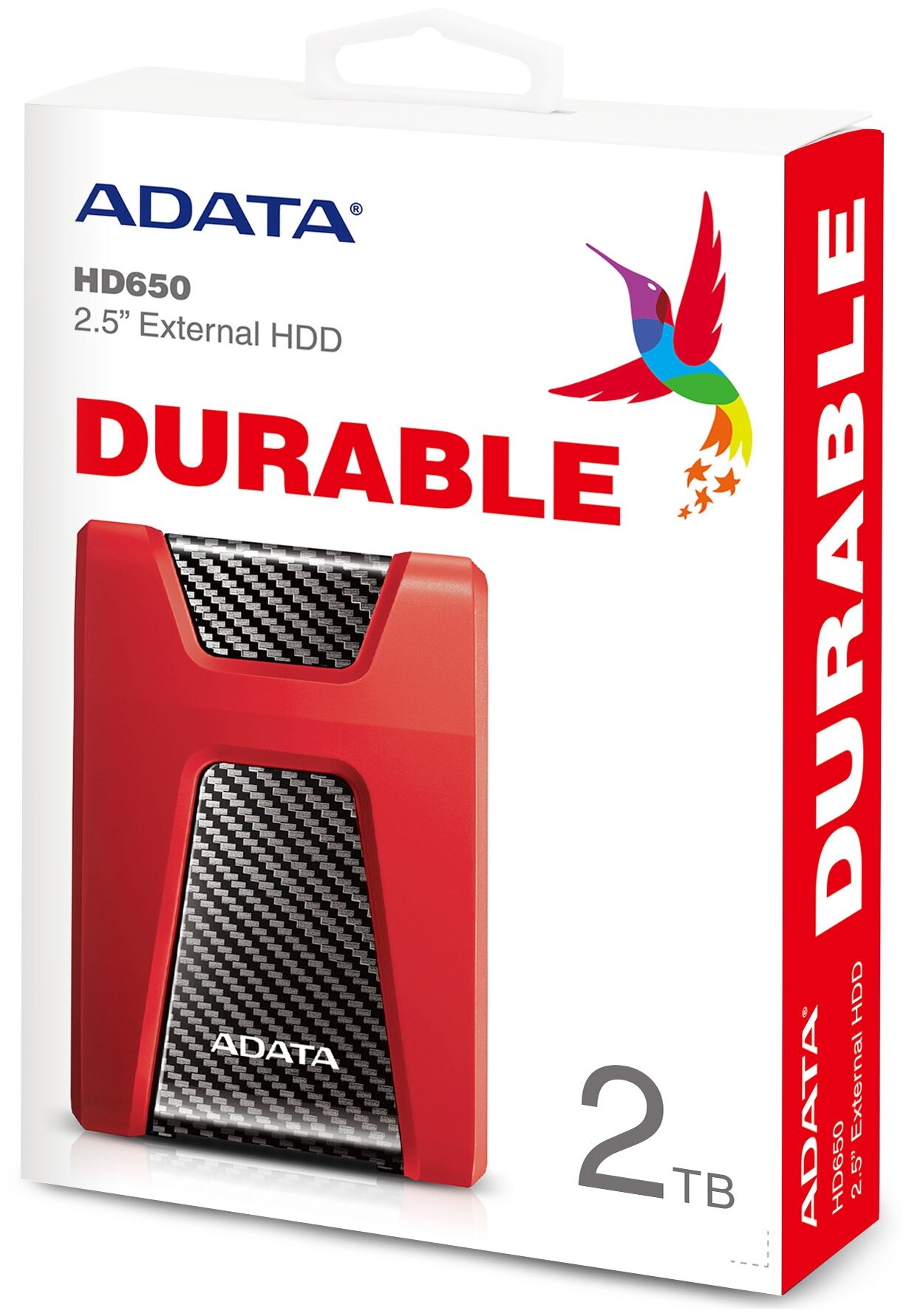 Внешний жесткий диск Adata HD650, 2 ТБ, USB 3.2 Gen1 (AHD650-2TU31-CRD) красный