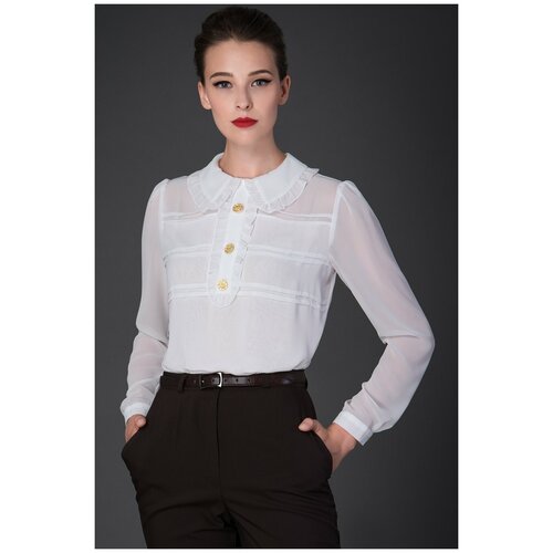 Блуза Арт-Деко, размер 42, белый женские блузки с принтом модные блузы с v образным вырезом и пуговицами топы с длинными рукавами блузы блузы женские рубашки большого раз