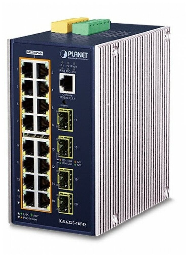 Коммутатор PLANET IGS-6325-16P4S L3 16-Port 10/100/1000T 802.3at PoE + 4-port 1G/2.5G SFP