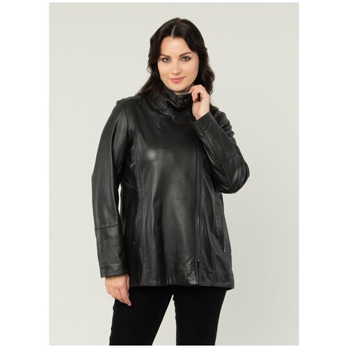 Кожаная куртка 238, каляев, размер 48, черный черного цвета