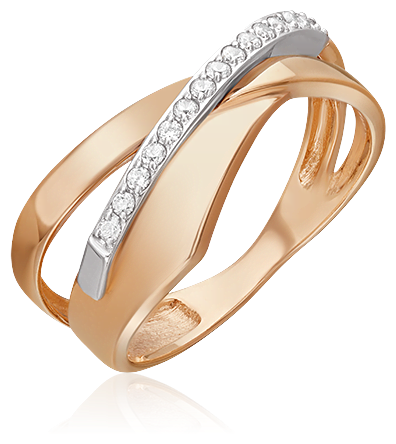 Кольцо PLATINA, комбинированное золото, 585 проба, родирование, фианит, размер 16, золотой, серебряный