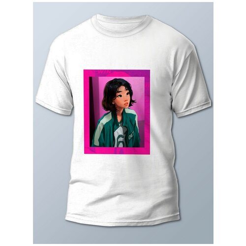 фото Футболка мужская белая сериалы игра в кальмара (игра в кальмара, squid game) - 21724 brut-shop