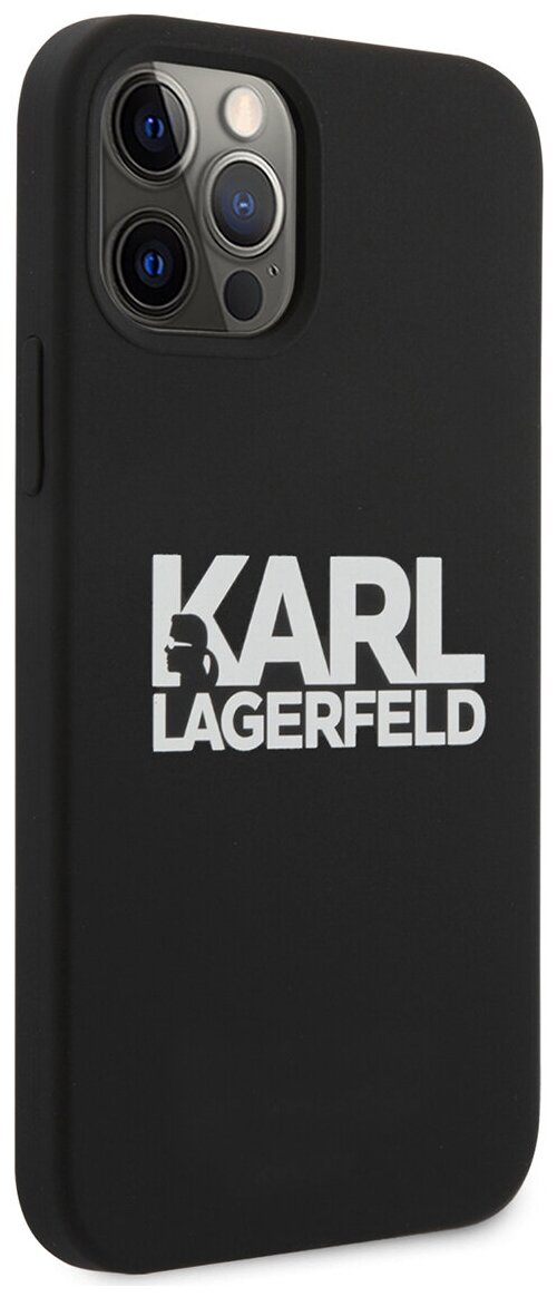Lagerfeld для iPhone 12/12 Pro (6.1) чехол Liquid silicone stack logo Hard Black
