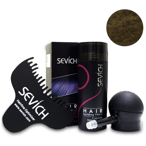 SEVICH Загуститель волос Набор: Hair Building Fibers + насадка, расчёска, light brown, 25 г