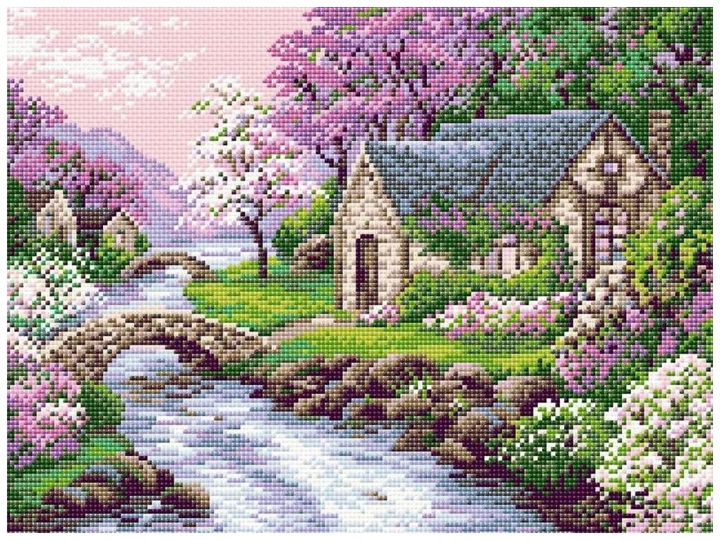 Алмазная мозаика "Весенний пейзаж", 30x40 см, Риолис