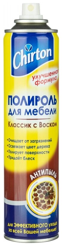 Полироль для мебели Антипыль Классик с воском Chirton