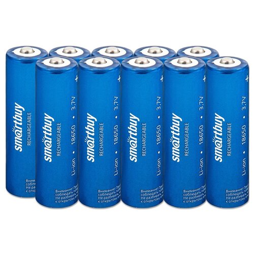 аккумулятор 18650 rexant 18650 protected li ion 2800 mah 3 7v Аккумулятор Li-Ion 2000 мА·ч 3.7 В SmartBuy LI18650-2000, в упаковке: 10 шт.