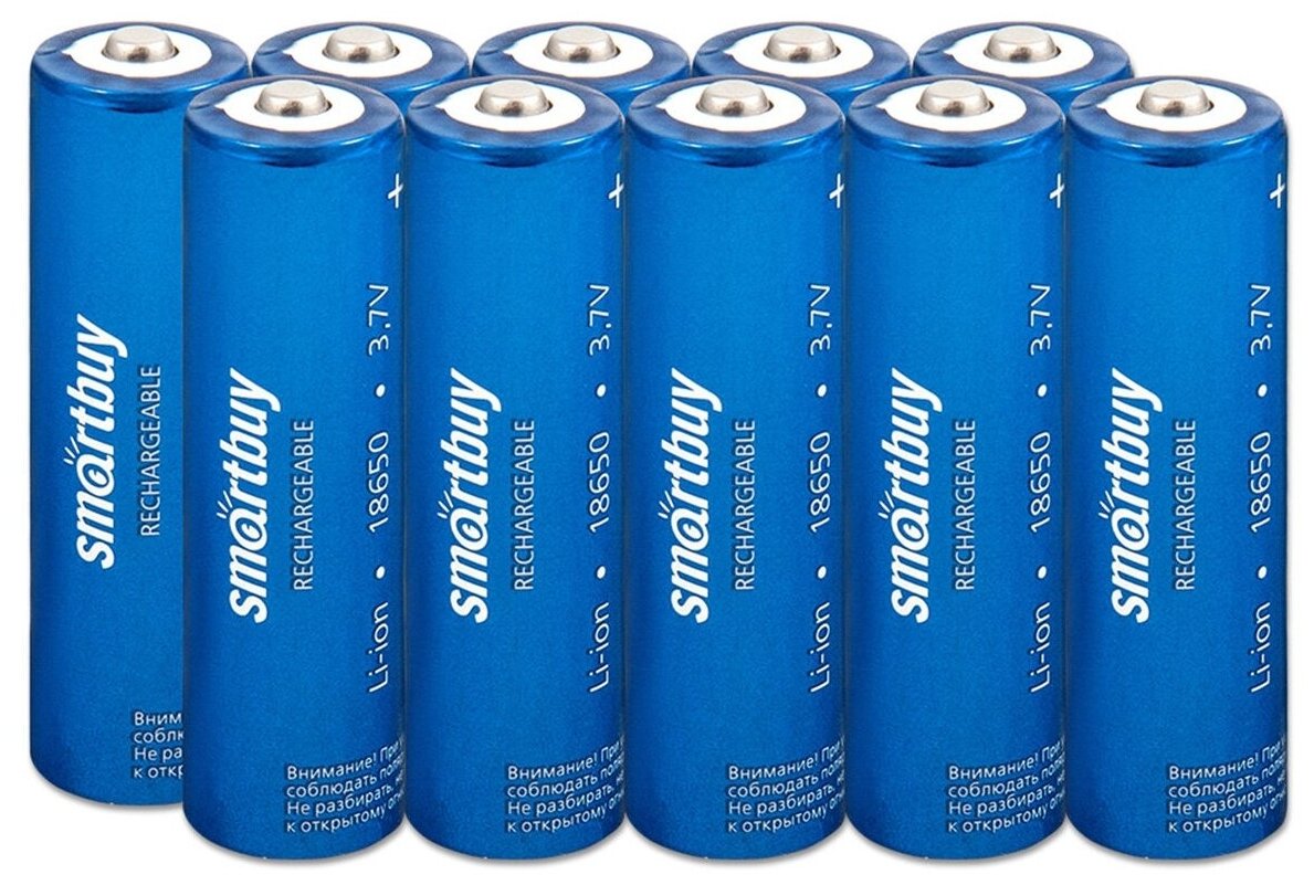 Аккумулятор 18650 2000mAh SmartBuy Li-ion 3.7V, Shrink, без защиты, 10 шт.