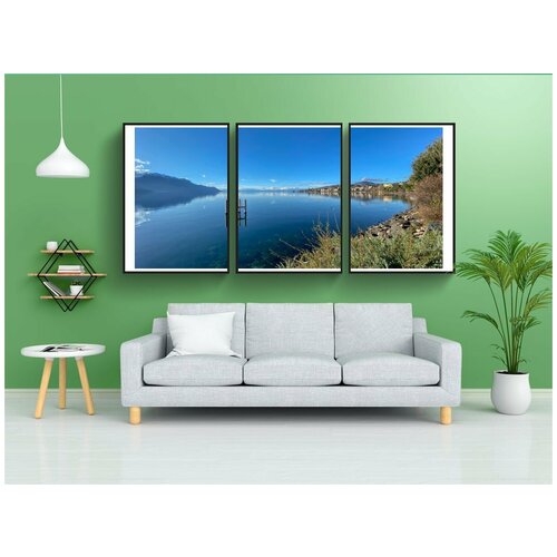фото Набор модулных постеров для интерьера "женевское озеро, озеро, швейцария" 60x90 см. в тубусе, без рамки lotsprints
