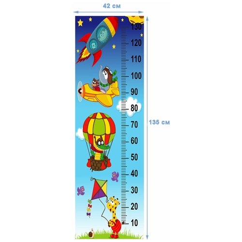 Ростомер наклейка на стену / Ростомер детский на стену / Линейка для измерения роста / Ростомер Fotooboikin 