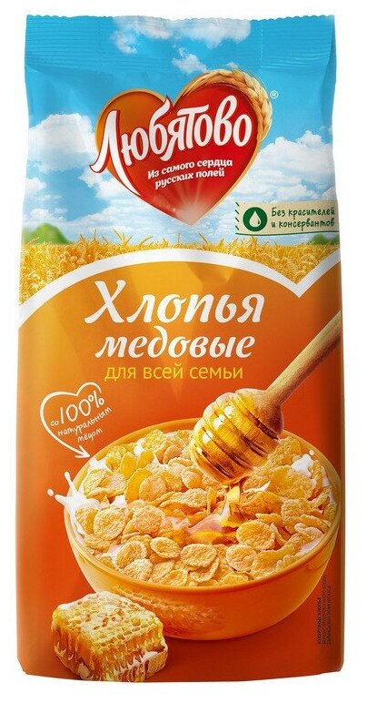 Хлопья кукурузные медовые Любятово, 250г