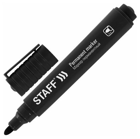 Маркер перманентный STAFF "Basic Budget PM-125", черный, круглый наконечник 3 мм, 152174 11 шт