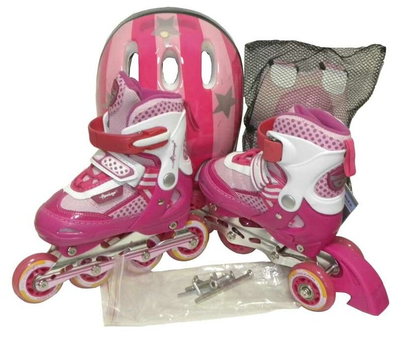 Коньки роликовые раздвижные Amigo Sport Combo Jet (30-33) (набор) Pink