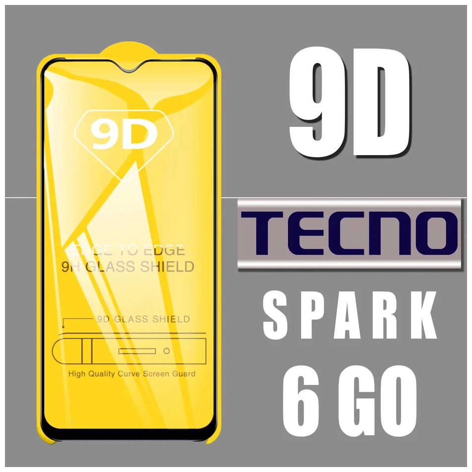 Защитное стекло для Tecno SPARK 6 Go / 9D на весь экран