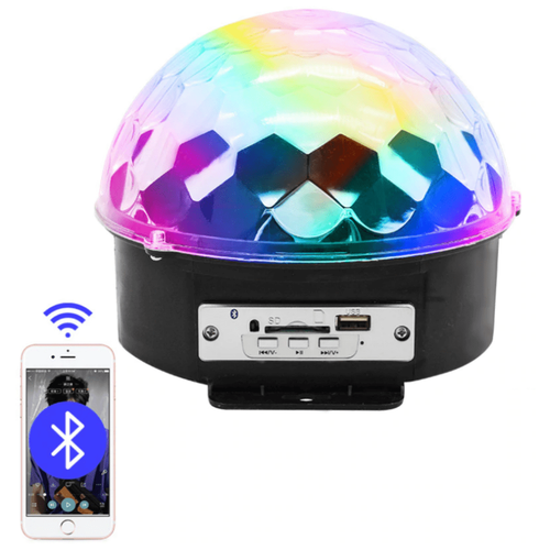 фото Светодиодный диско-шар (дискошар) с блютуз, mp3 плеером и пультом. led rgb magic ball light bluetooth китай