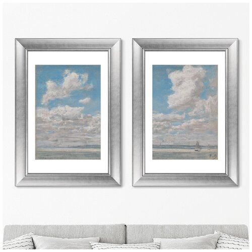 фото Набор из 2-х репродукций картин в раме seascape with open sky, 1860г. размер картины: 50,5х70,5см картины в квартиру