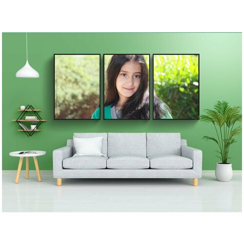 фото Набор модулных постеров для интерьера "молодой, девочка, зеленый" 60x90 см. в тубусе, без рамки lotsprints