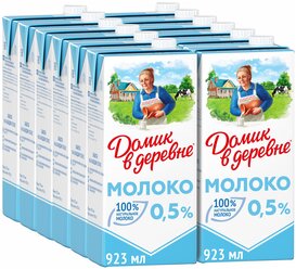 Молоко Домик в деревне ультрапастеризованное 0.5%, 12 шт. по 0.923 л