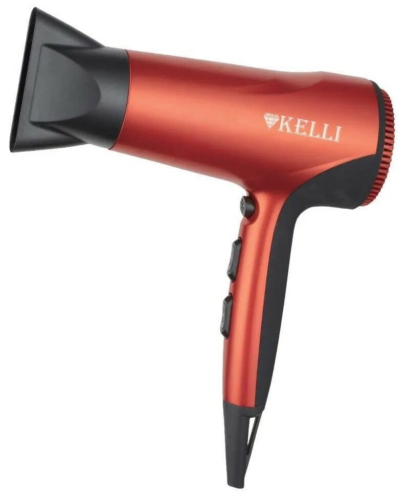 Фен Kelli для волос с концентратором, 1800 Вт, 2 скорости, 3 режима нагрева, кнопка холодного обдува